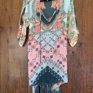 Johnny Was Flowy Tunic Tie Top